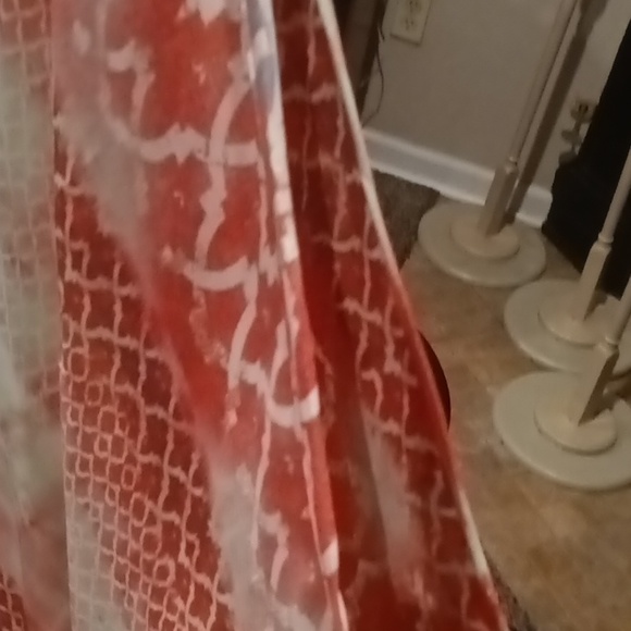 NWOT Camille & Co orange sheer multi-colored patterned designed blouse Sz S/M - Picture 9 of 12